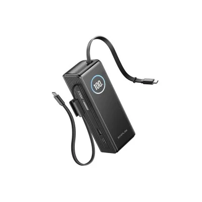 Ecoflow rapid power bank (25,000mah, 170w, 100w built-in and retractable cables) - black